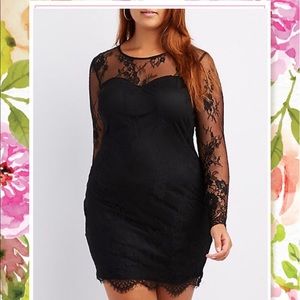 💕 Black Plus size EyeLash Lace BodyCon Dress💕